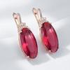 Oval Red Zircon Women Dangle Earrings Golden Anti Allergic Large Zircon Luxury Costume Jewelry