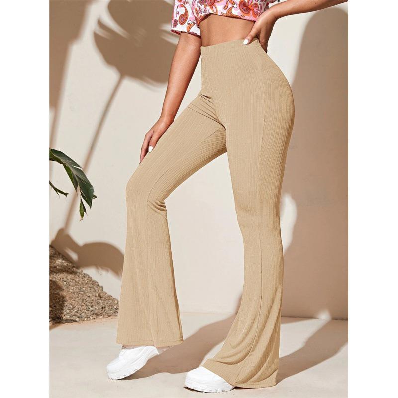 European & American Women's Casual Knitted Flared High Waist Yoga Pants