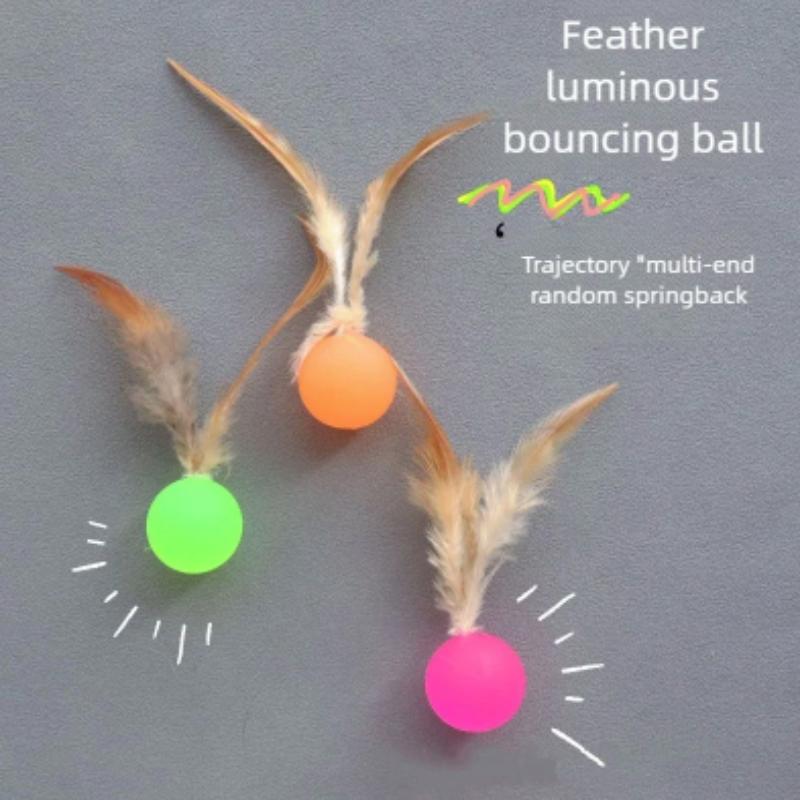 Interactive Elastic Ball Toy for Cats And Dogs Funny Feather Football Plaything Kitten Kitty Doggy Pet Supplies