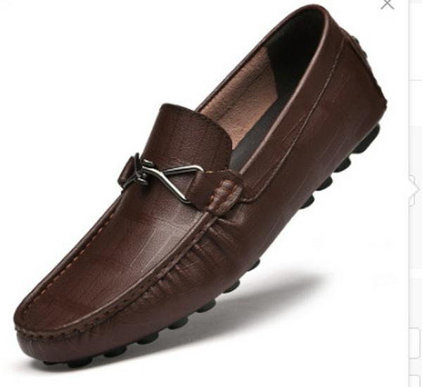 2216 Men s Leather Slip-On Moccasin Loafers with Hidden Heel for Spring - Low-top Cowhide Driving Shoes 39