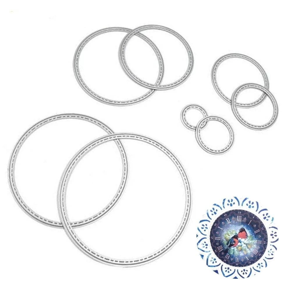 8 Pieces DIY Scrapbook Album Round Metal Cutting Die Template Decoration Embossed Template Folder Craft Decoration