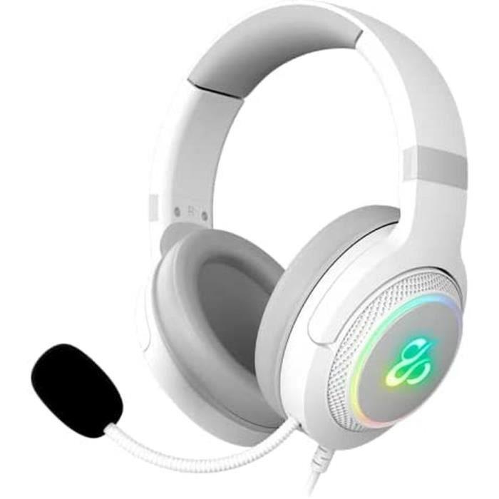 Casque avec Microphone - Newskill - Blanc - Annulation de bruit - Illumination RGB - Filaire