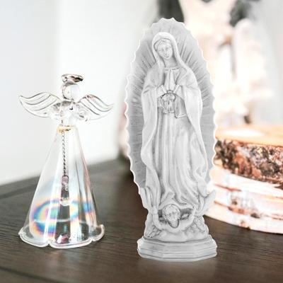 Resin Virgin Mary Statue Compact Religious Desktop Ornament for Home Church Office Catholicism Decor Sacred Peaceful