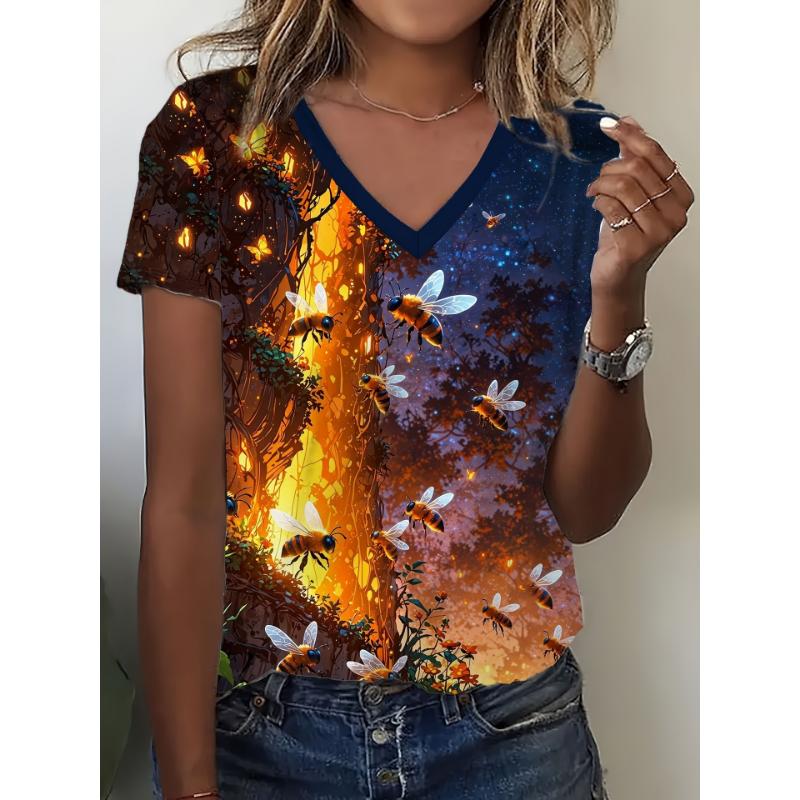 European and American Foreign Trade New 2025 New Trendy Casual Versatile High-quality Comfortable Breathable Short-sleeved V-neck T-shirt