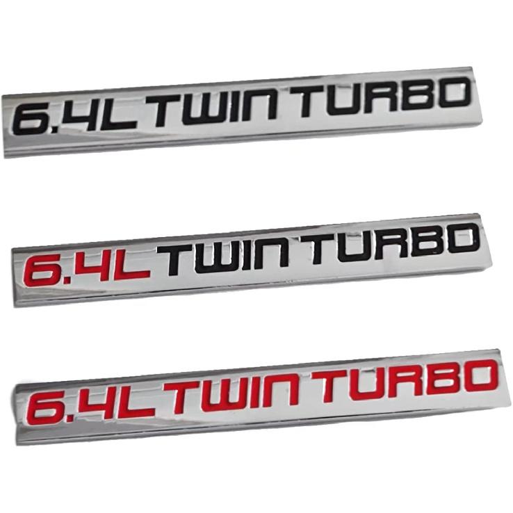 2-Piece 6.4L Twin Turbo eblem Badge Metal Decal Fender Trunk Badge Fit for Trunk Hood Door