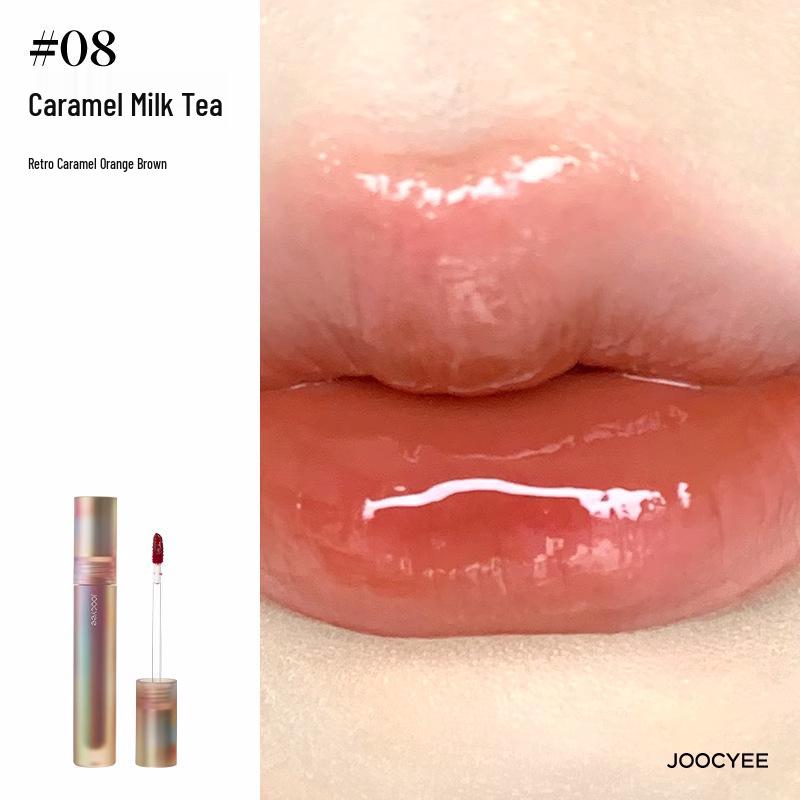Joocyee Amber Lip Glaze V05 Cinnamon & Mandarin Duck Milk Tea Lipstick - Moisturizing, Water-Light Finish