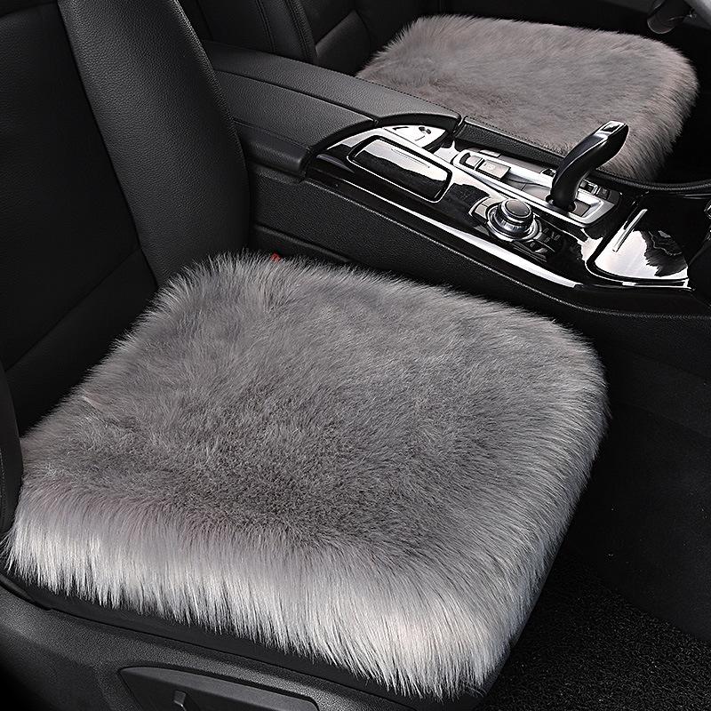 Warm Plush Car Seat Covers Universal Long Wool Fur Car Front Seat Protect Cushion Mat Warm Thick Plush Cushion Seat Cover