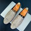 Luxury New Designer New Men's Gold Silver Glitter Sequin Loafers Casual Shoes Men Formal Wedding Dress Homecoming Shoes for Men