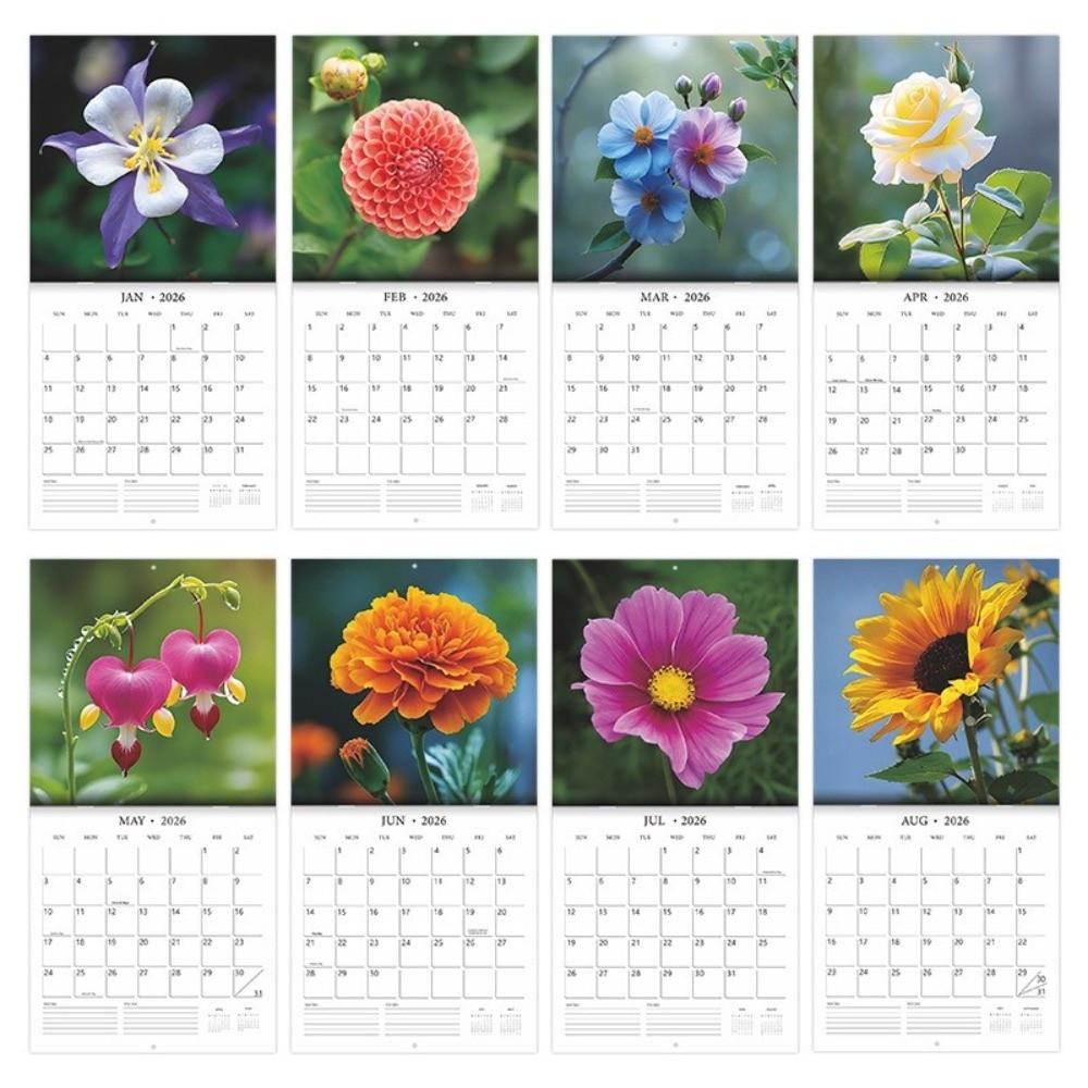 12 Month Floral Design Calendar Wall Hanging Planner Calendar Aesthetic 2026 Calendar  Office Use