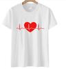 Women's Round Neck White Short-sleeved T-shirt Fashion Printed Valentine's Day Base Shirt Aesthetic Clothes Summer Polyester