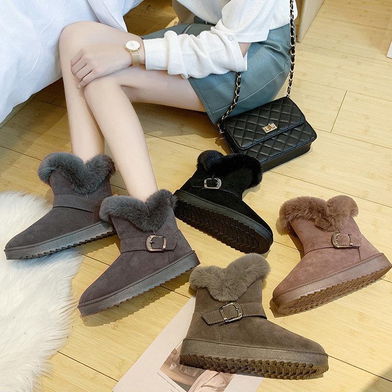 2025 nye snøstøvler dame student korte støvletter vinter bomullssko damestøvler koreansk versjon tykkere fløyelssko