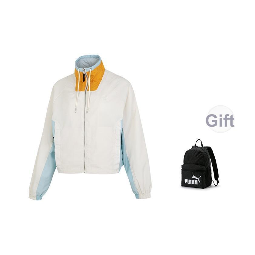 Puma Infuse Relaxed Woven Jacket Color Block Design Casual Stand Collar Loose Long Sleeve Vintage Sports Jacket Women jackets Snow-White 626047-87