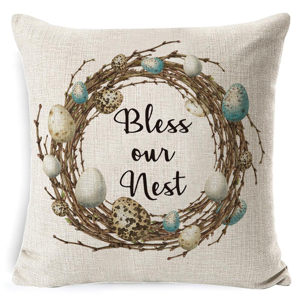 New Digital Printing Easter Theme Pillow Cover Cushion Cover Cute Bunny Truck Animal Pillow Cover