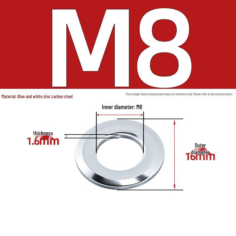 Chamfered Flat Washer 304 Stainless Steel, Blue-White Zinc, Black Zinc, GB97.2, Shim M5 M8 M16