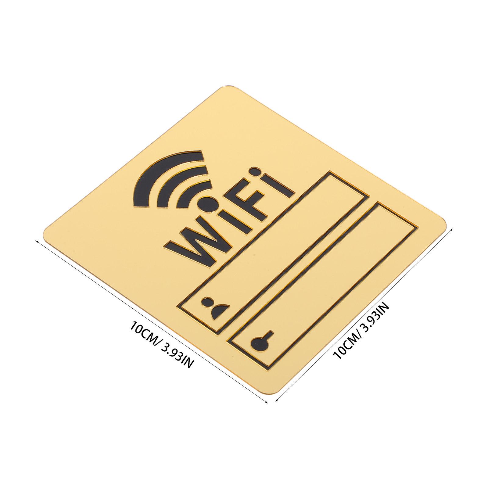 

WiFi Password Sign Sticker Mirror Finish Wall Decal Easy Install Waterproof Acrylic for Home Office Beauty Salon Network золотистий