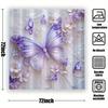 1pc Shower Curtain - Elegant Purple Butterflies and Flowers Design for a Serene Bathroom Waterproof