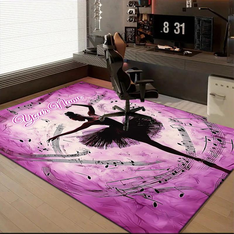 1PC Custom Name Dance Harmony Theme Floor Mat Ideal for Living Room, Game Rooms, Office, Bedroom,Floor Mat Playful Design