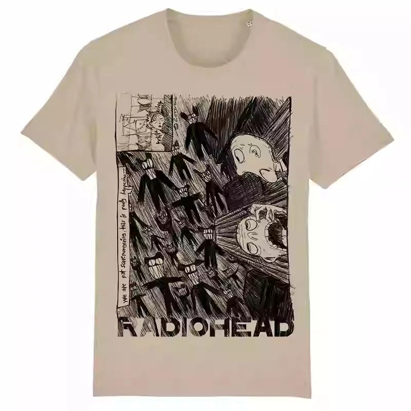 Fashion Rock Punk Radiohead Band Men and Women High Quality American Retro Classic High Street Oversize Short Sleeve Tshirt S