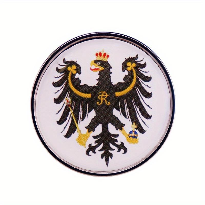 1Pc Germany German Empire Kingdom of Prussia Lapel Pin Crowned Prussian Eagle with Scepter Coat of Arms Flag Badge Brooch Light Grey