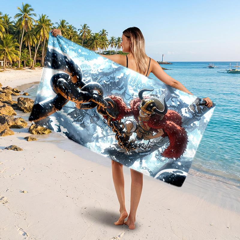 One Piece Printed Swim Towel, Portable Water Absorbent Towel for Beach Camping Daily Bathroom Use