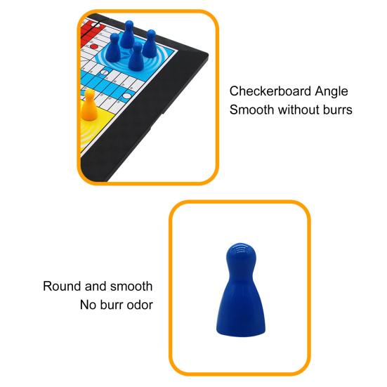 1 Set 4 Players Flying Chess Game with Folding Chessboard 16 Chess Pieces Dice Travel Kids Adults Family Night Interactive Classic Strategy Game