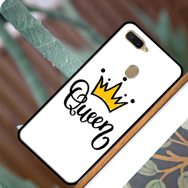 Cute King Queen Crown Case For OPPO A83 A91 A93 A1K A15 A3S A54 A74 A94 A5 A9 A31 A53 A52 A72 A53S Back Cover