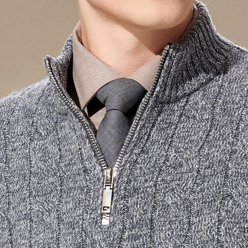 Antonio Men's 100% Wool Heavy Cable Knit Half-Zip Sweater