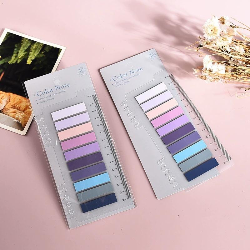 200 Hojas/juego Set de Notas Adhesivas Pastel Morandi Regla Cinta PET Pestañas Índice y Marcapáginas Diarios Planificadores Material Escolar y de Oficina Bloc de Notas