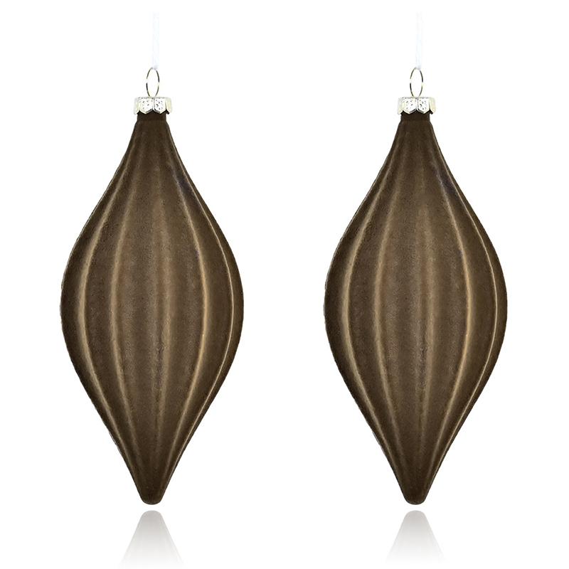 Velvet Flocked Plastic Cone Ornaments - Christmas Tree Decorations For Store Displays