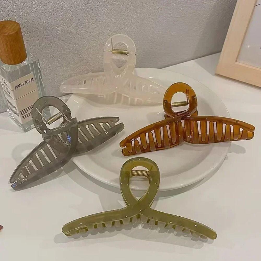 13cm Large Size Jelly Hair Claw Clip Korean Vintage Fashion Hair Claw Elegant Transparent Shark Clip Women Girl Hair Accessory