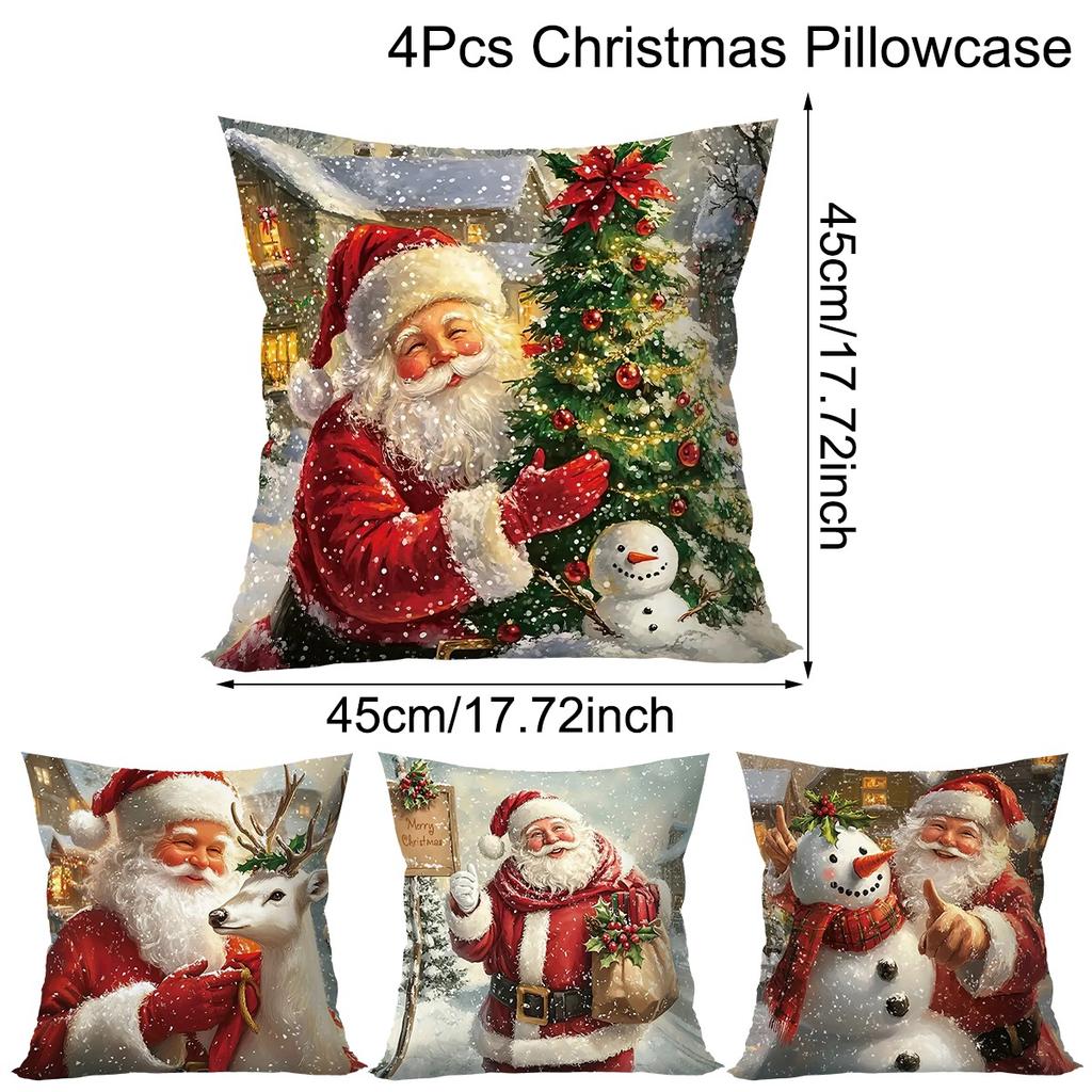 Christmas Santa Cushion Cover Decorative Pillow Cover Throw Pillow Case Home Decor Christmas Decor For Home Sofa Pillowcase