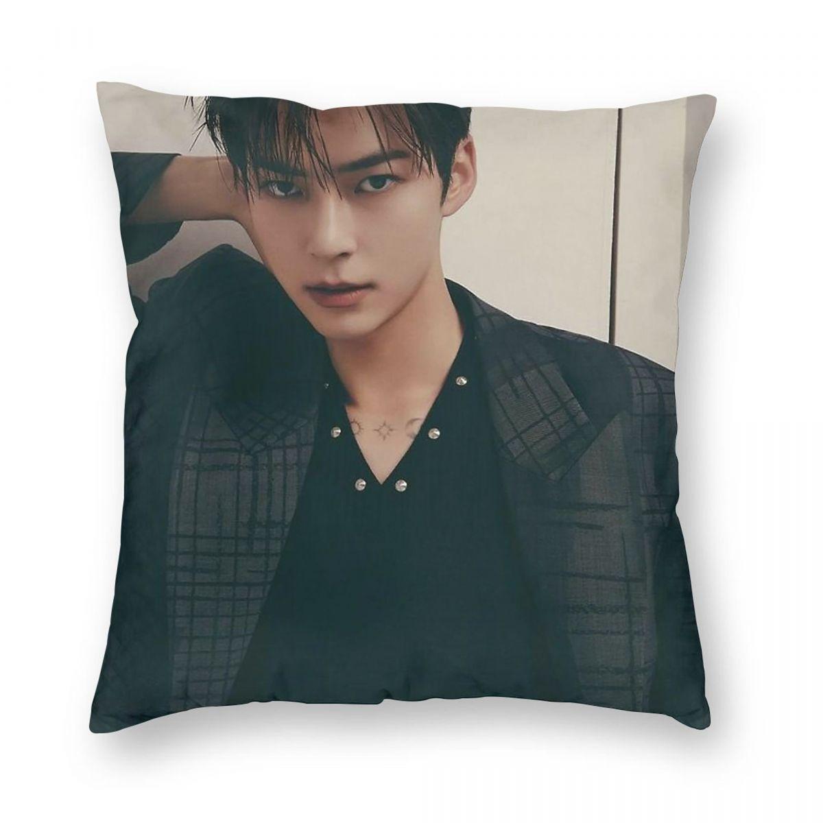 Sung Hanbin Zb1 Square Pillowcase Polyester Linen Velvet Printed Zip Decorative Throw Pillow Case Bed Cushion Cover 45X45 Peach skin 18*18(CM)-1Pcs