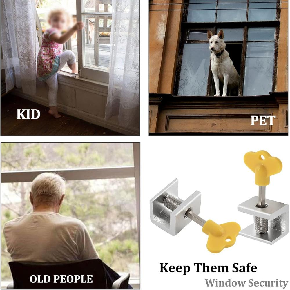 1/3/5pcs Sliding Window Locks Aluminum Alloy Window Stoppers Adjustable Window Door Frame Security Locks with Key for Home and Office