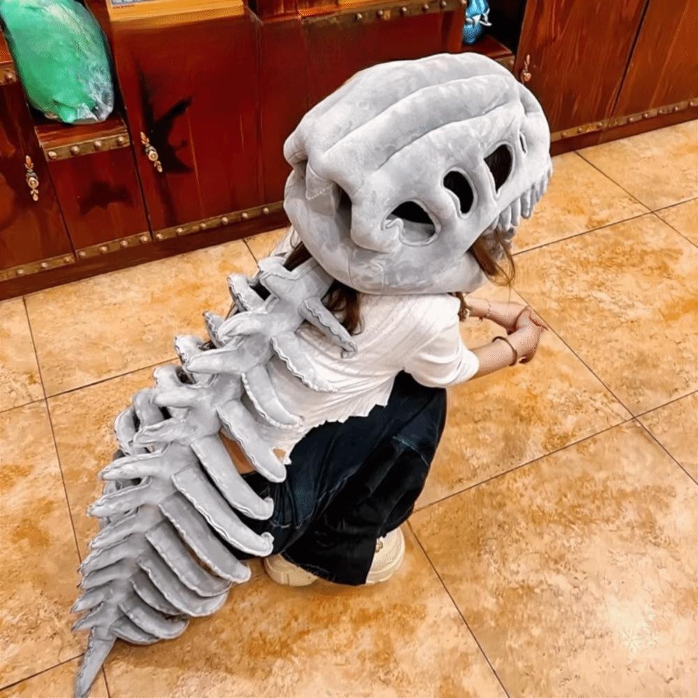 Exoskeleton Design Dinosaur Skeleton Mask Funny Plush Dinosaur Costume Party Outfit