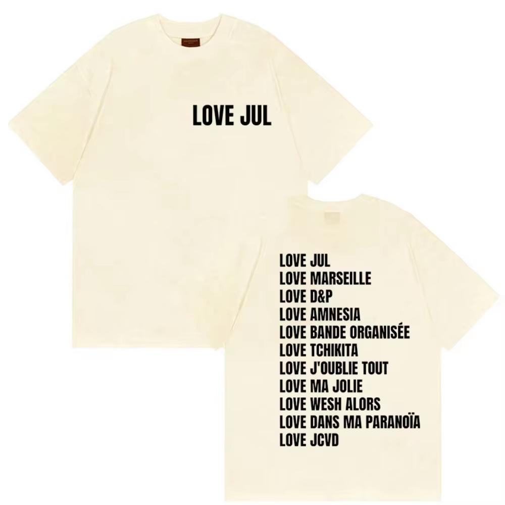 Love Jul France Rapper 2026 Album Print T Shirts Men Women Vintage Fashion Short Sleeve Tshirts Casual Pure Cotton Tshirt