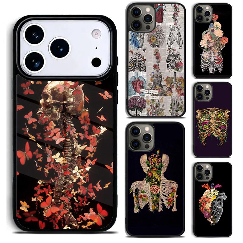 HUMAN ANATOMY heart flower Phone Case for iPhone 17 16 15 Pro Max Air 14 13 12 11 Plus Shockproof Cover