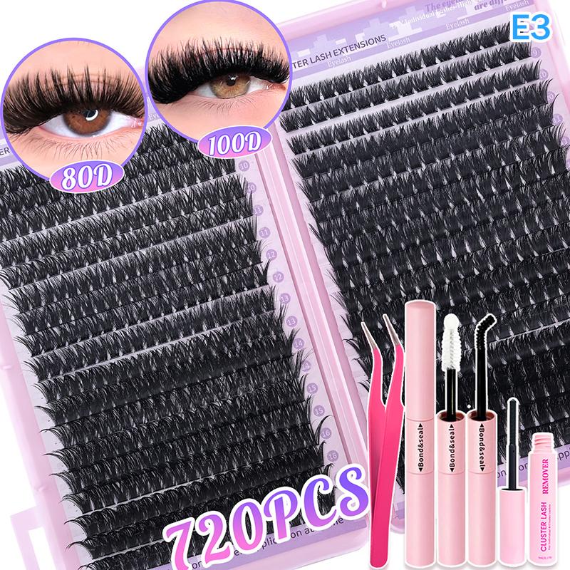 Lashes Cluster Diy Lash Extension Mixed Tray Clusters Eyelashes Fluffy Individual Lashes With Lash Bond And Seal And Tweezers