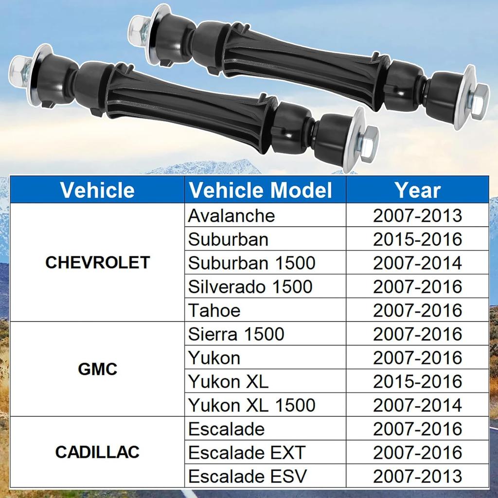 K700432 Front Stabilizer Sway Bar Links For 2007-2016 Chevrolet Chevy Silverado 1500 Tahoe Suburban Avalanche Cadillac Escalade GMC Yukon Sierra, 2
