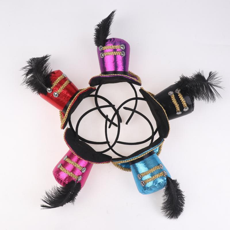 Mini Zylinder Federkappe Stirnband Zirkusdirektor Haarreif Cosplay Kostüm Haarreifen Kinder Erwachsene Haaraccessoires