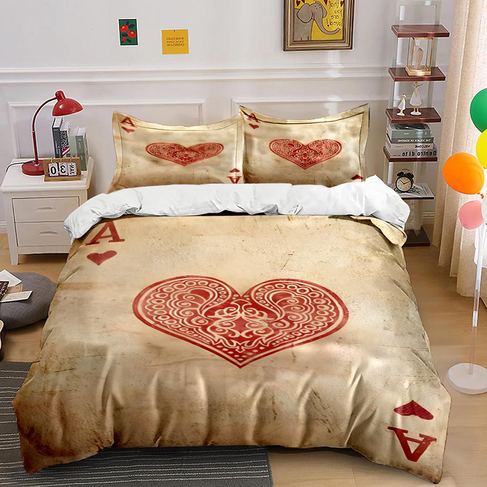 Vintage Ace of Hearts Bedding Set Bedding set (1 duvet cover, 2 pillowcases, duvet not included)