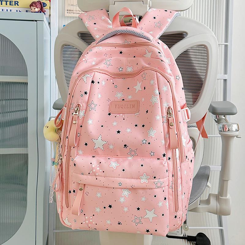 Student Schoolbag Junior High School High School Student Large Capacity Cute Star Backpack Women's New Casual Backpack
