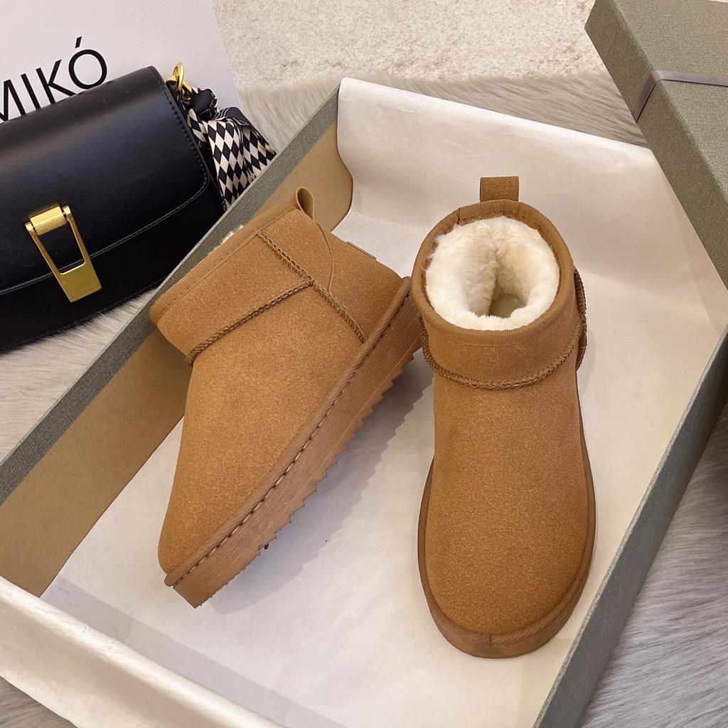 Fashion Suede Flats Ankle Women Snow Boots Warm Comfort 2024 Winter Casual Shoes New Trend Hot Sale Walking Non-slip Chaussures Femme