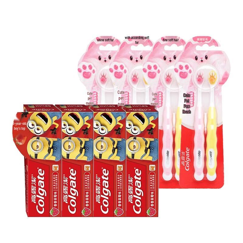 Colgate Kids Strawberry Toothpaste & Pet Paw Toothbrush Set