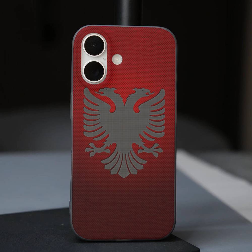 Albania Flag Eagle Logo Soft Corrugated Transparent Phone Case For IPhone 17 15 16 11 12 13 14 Pro Max Plus Pro