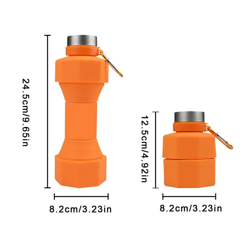 

Новая портативная бутылка для воды для бега, фитнеса, гантелей, спортивная бутылка для воды объемом 650 мл, креативная силиконовая складная чашка для чайника 650ml оранжевый
