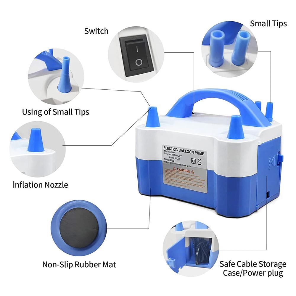 Vysokonapěťová přenosná elektrická pumpa na balónky s dvojitým otvorem a střídavým proudem, zástrčka US/EU, nafukovací pumpa na balónky pro svatební, narozeninové a oslavné večírky