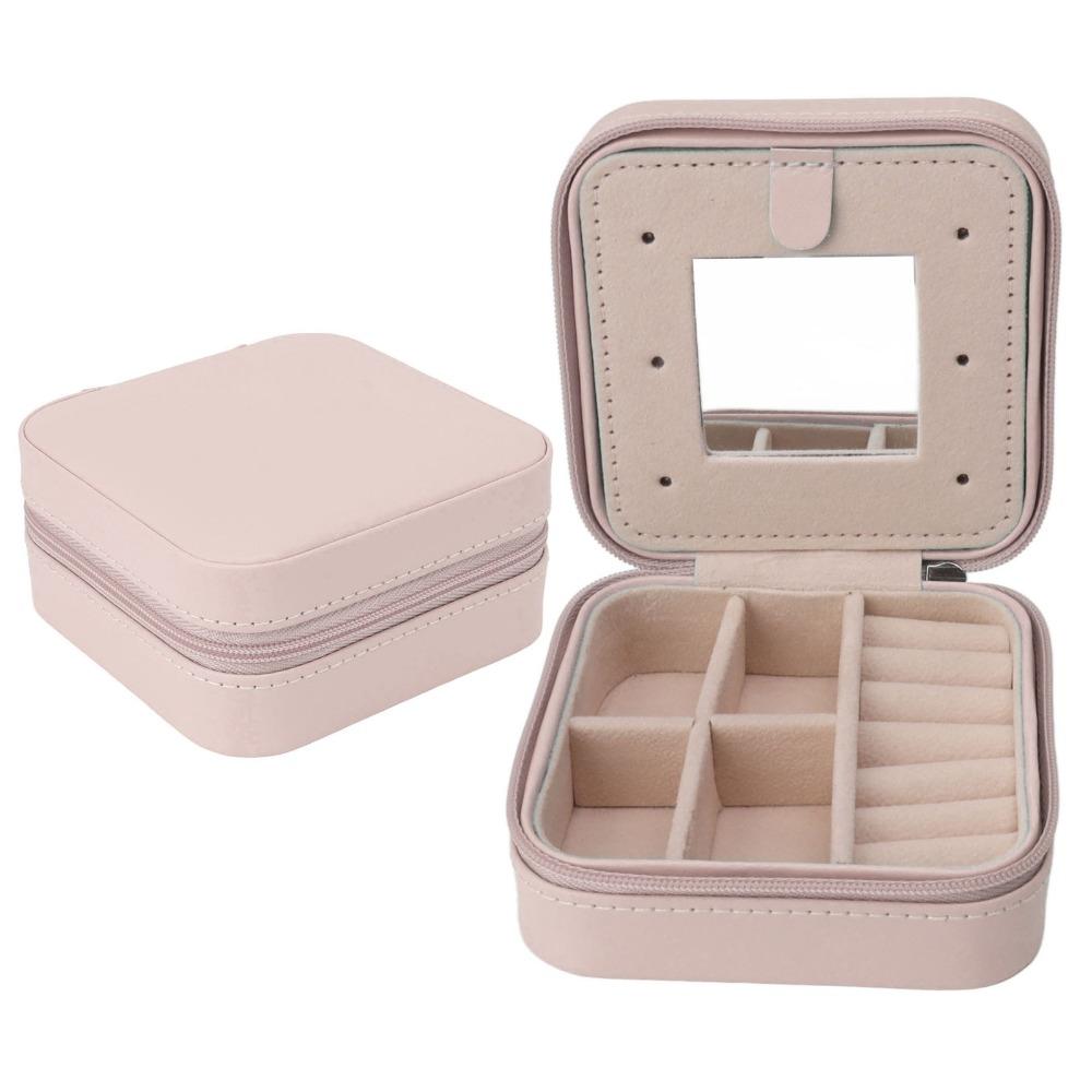 Earrings Storage Multifunctional Jewelry Storage Case With Mirror Leather Jewelry Box Portable Elegant Jewel Holder Travel Use