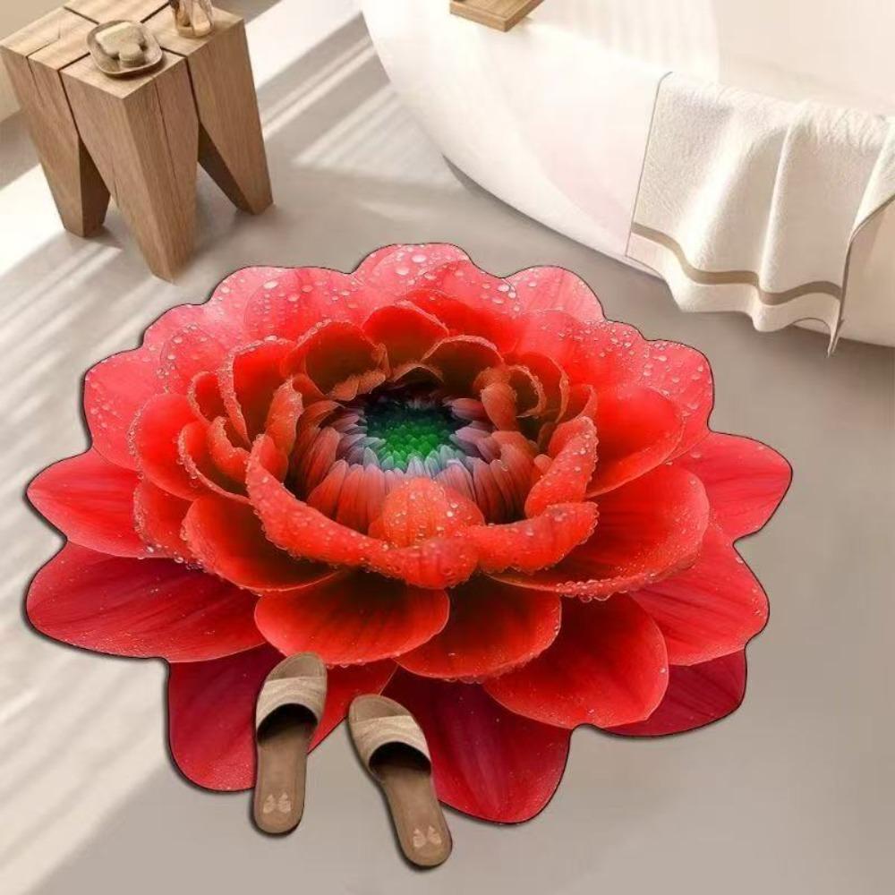 

Soft Flower Carpet Special-shaped Door Gasket Portable Bathroom Floor Mat for Living Room красный