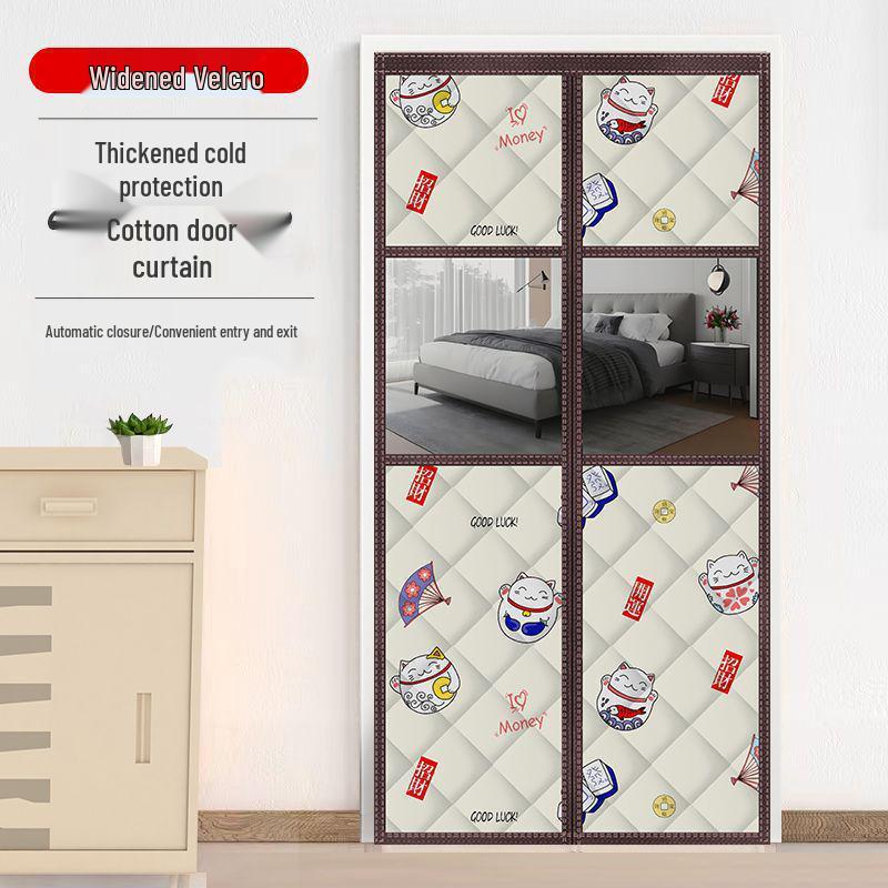 Winter Windproof & Soundproof Magnetic Double-Opening Door Curtain - Thickened, Cold-Proof, Self-Adhesive Cotton for Home