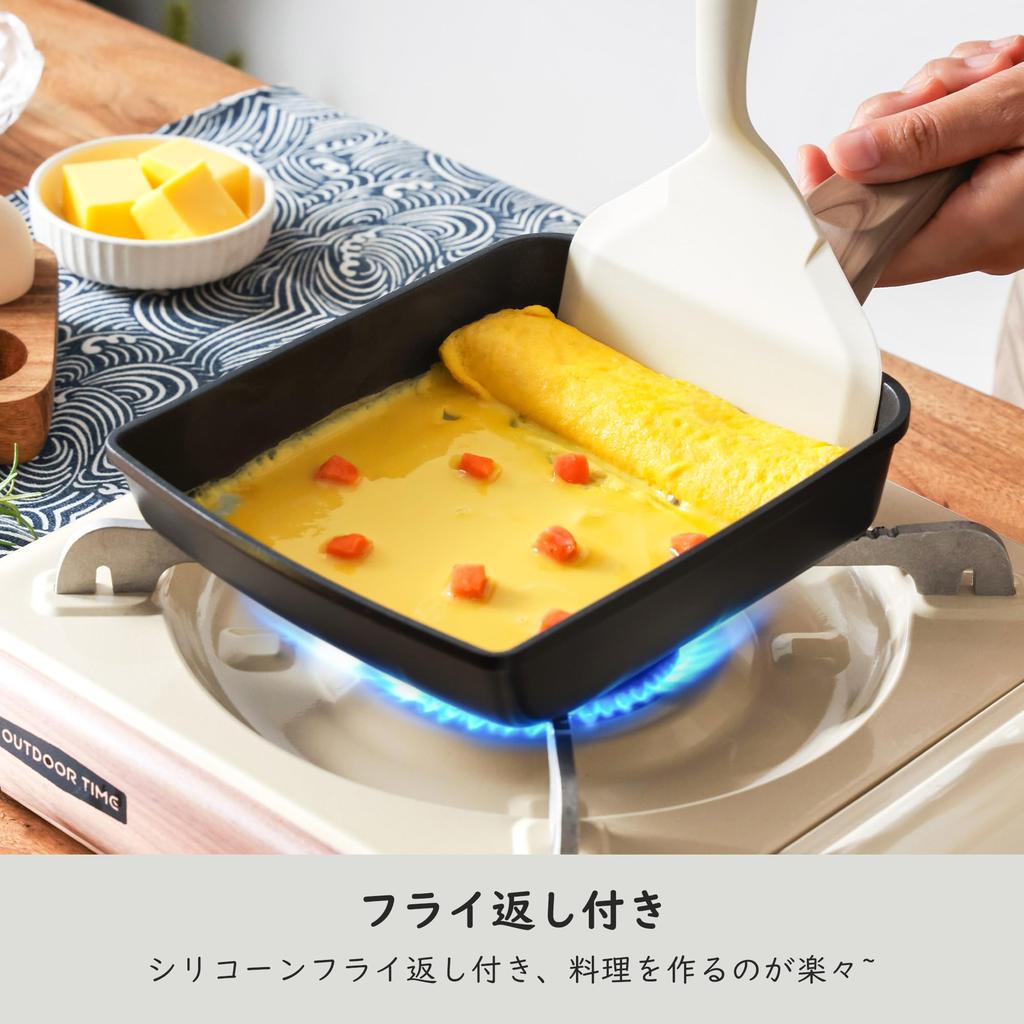 SENSARTE Egg Roll Pan with Spatula, 18cm x 15cm, IHGas Compatible, Non-stick, PFOA-Free, One-Year Warranty, Black